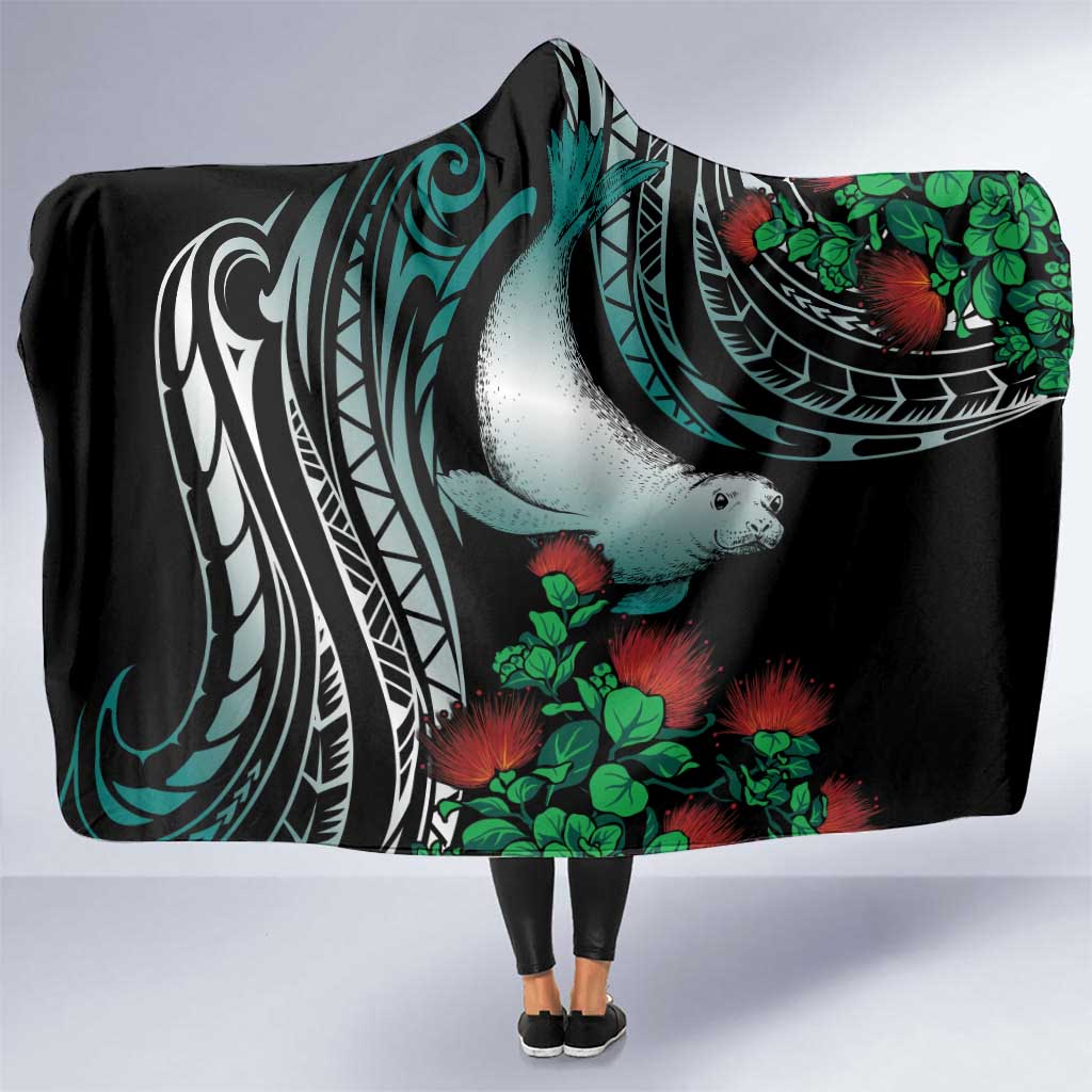 Aloha Hawaii Monk Seal Hooded Blanket Mix Ohia Lehua