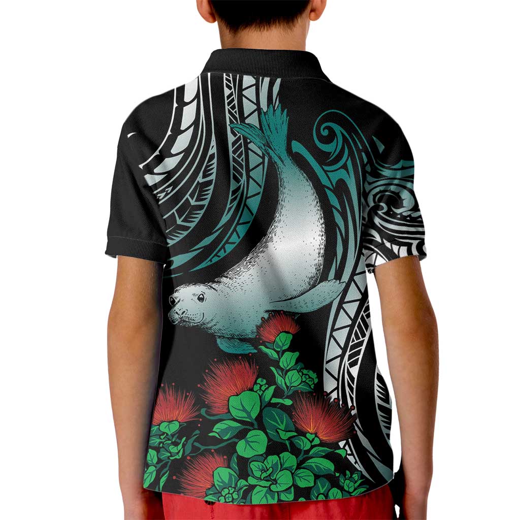 Aloha Hawaii Monk Seal Kid Polo Shirt Mix Ohia Lehua