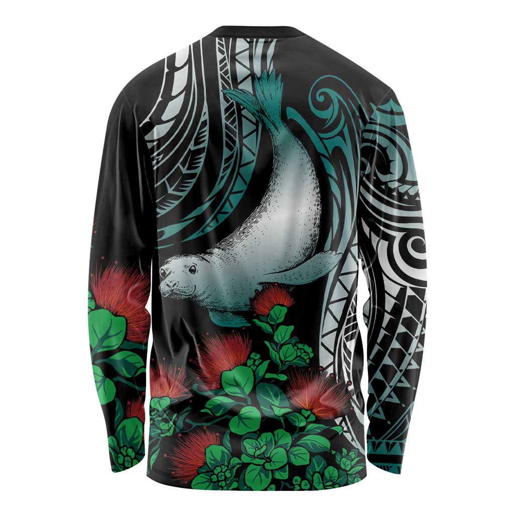 Aloha Hawaii Monk Seal Long Sleeve Shirt Mix Ohia Lehua
