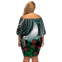 Aloha Hawaii Monk Seal Off Shoulder Short Dress Mix Ohia Lehua