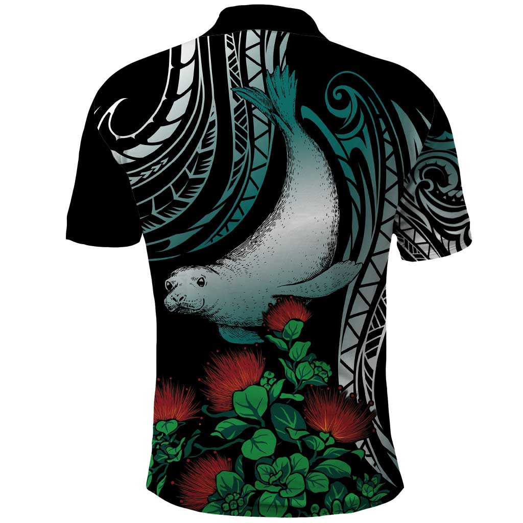 Aloha Hawaii Monk Seal Polo Shirt Mix Ohia Lehua