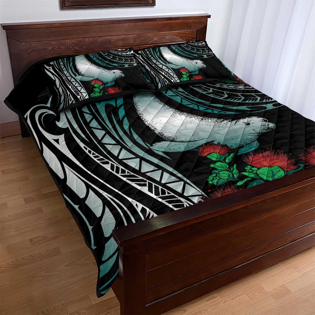 Aloha Hawaii Monk Seal Quilt Bed Set Mix Ohia Lehua