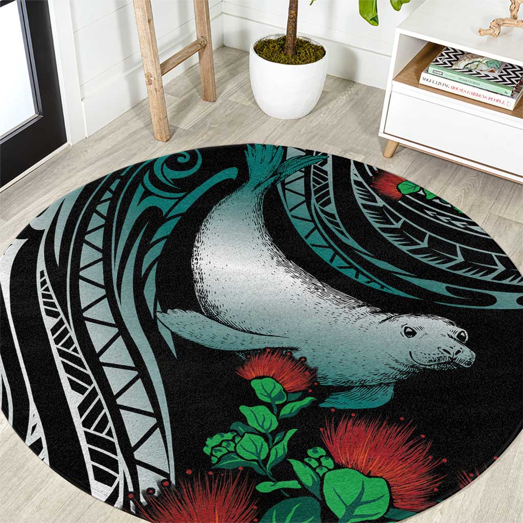 Aloha Hawaii Monk Seal Round Carpet Mix Ohia Lehua