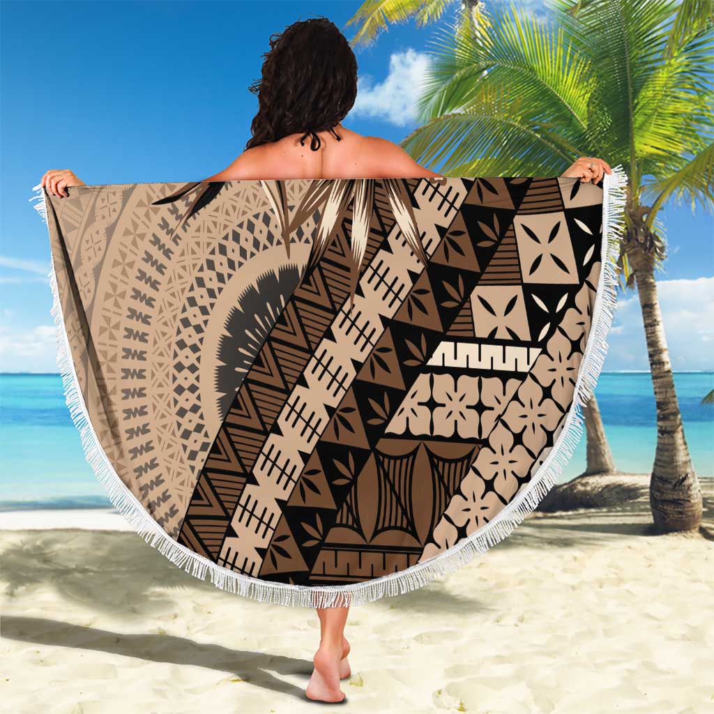 Bula Fiji Beach Blanket Mocha Brown Kaivity Masi Tapa