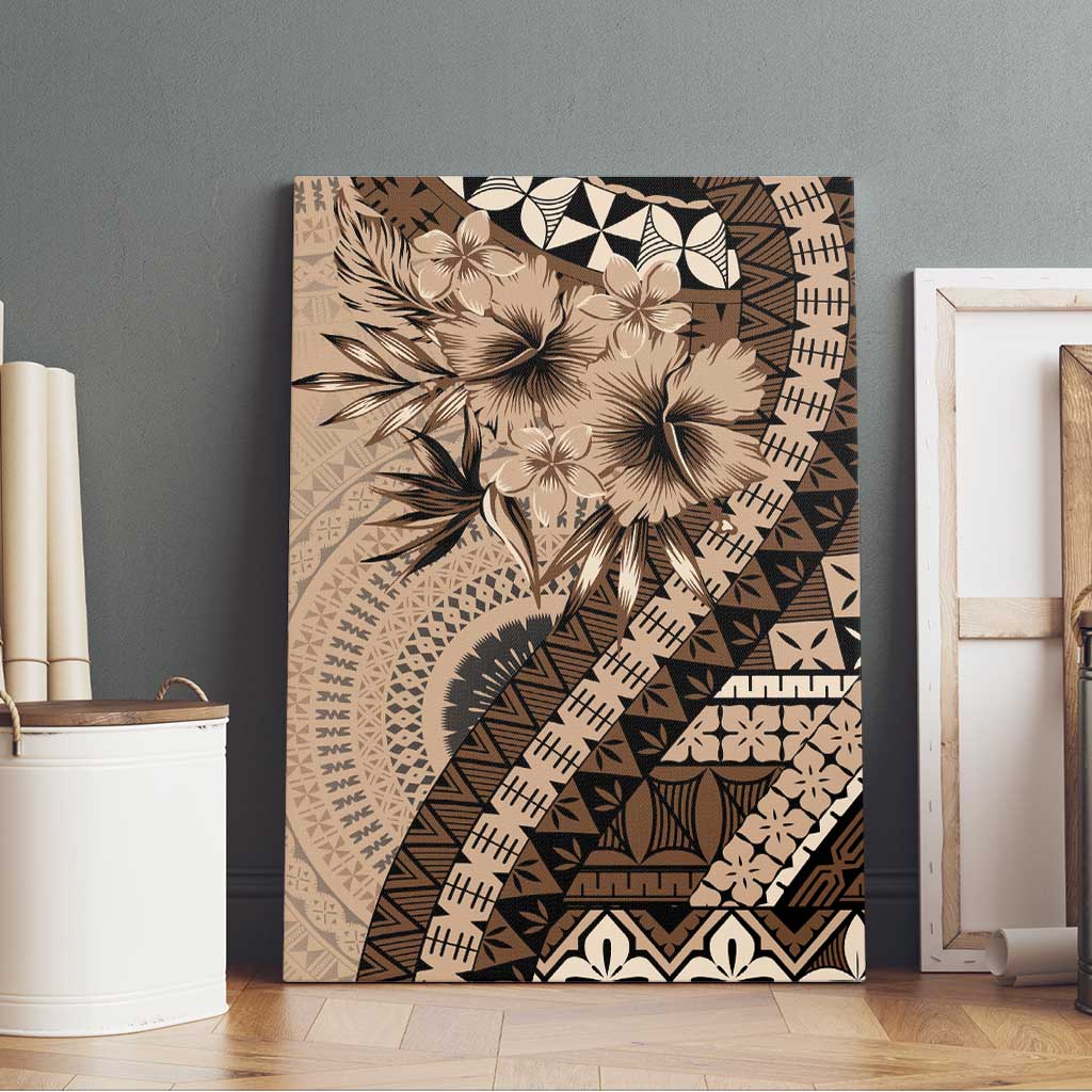 Bula Fiji Canvas Wall Art Mocha Brown Kaivity Masi Tapa