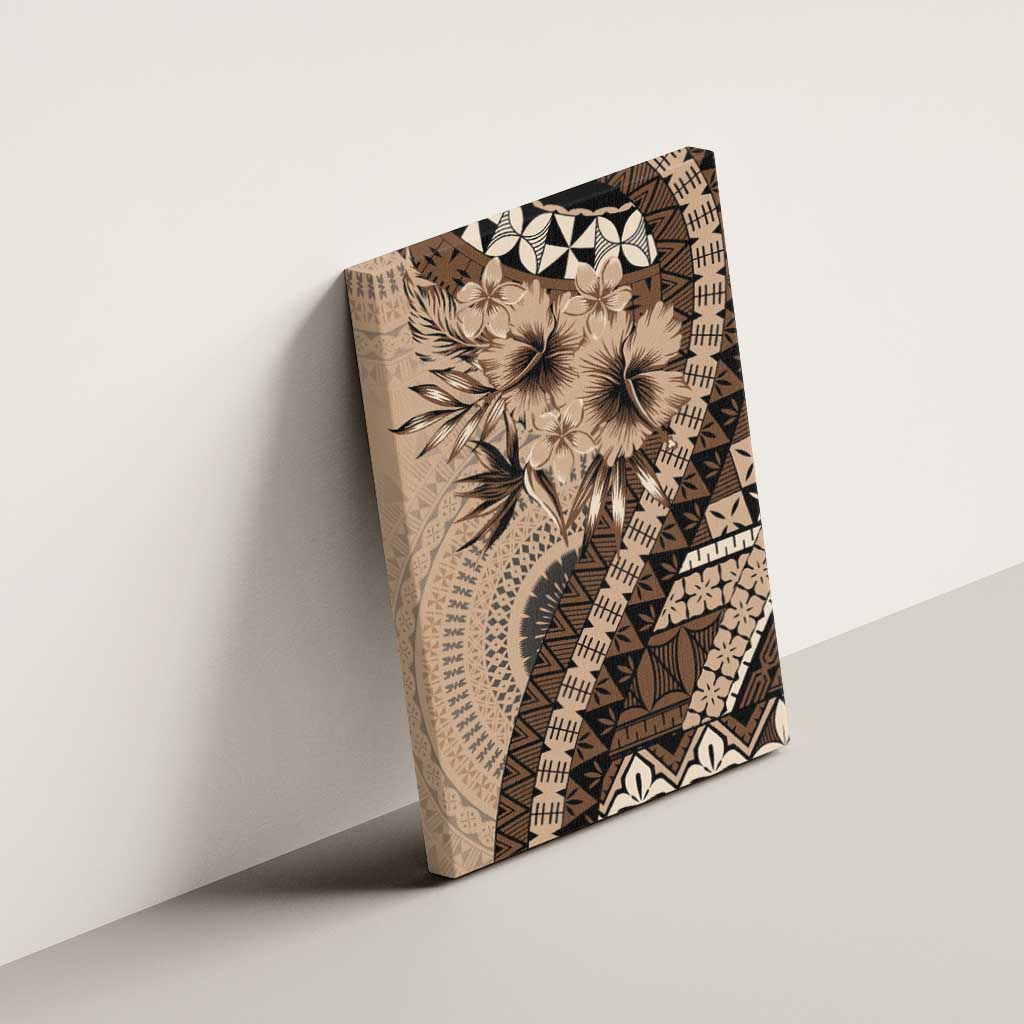 Bula Fiji Canvas Wall Art Mocha Brown Kaivity Masi Tapa