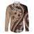 Bula Fiji Family Matching Off Shoulder Short Dress and Hawaiian Shirt Mocha Brown Kaivity Masi Tapa