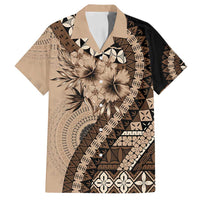 Bula Fiji Family Matching Puletasi and Hawaiian Shirt Mocha Brown Kaivity Masi Tapa