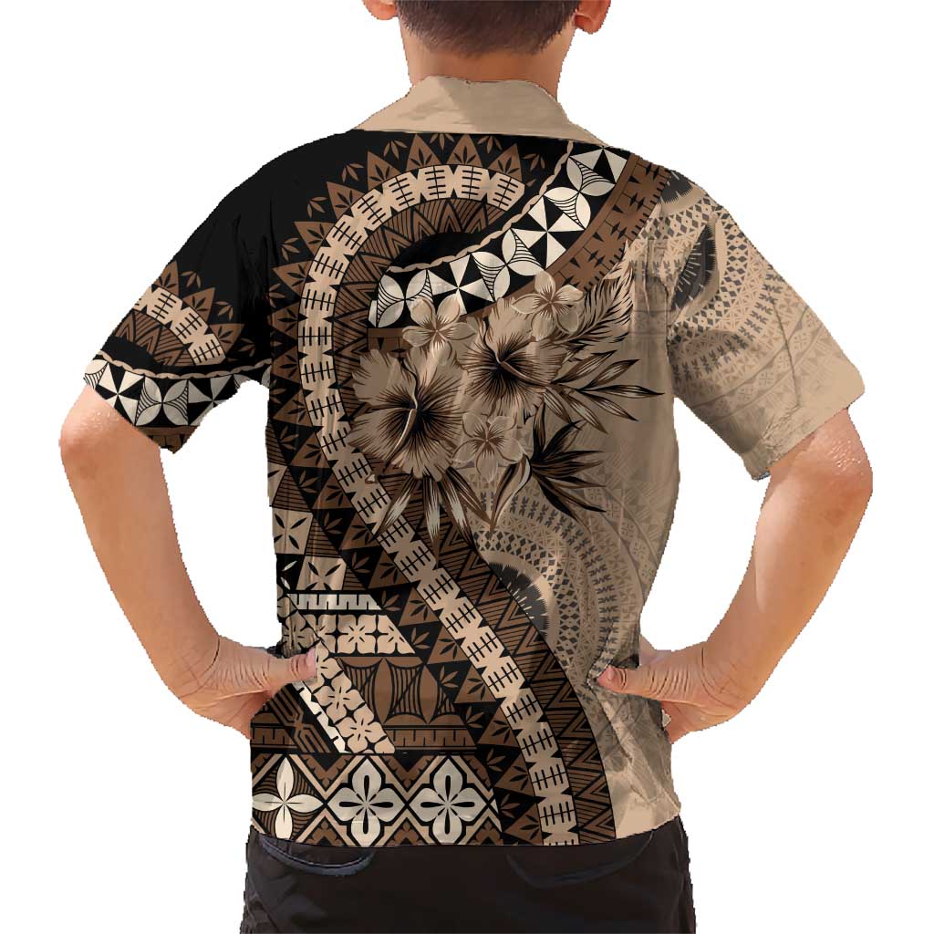 Bula Fiji Hawaiian Shirt Mocha Brown Kaivity Masi Tapa