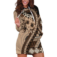 Bula Fiji Hoodie Dress Mocha Brown Kaivity Masi Tapa LT7 Brown - Polynesian Pride