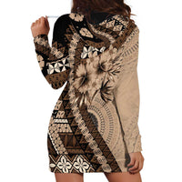 Bula Fiji Hoodie Dress Mocha Brown Kaivity Masi Tapa LT7 - Polynesian Pride