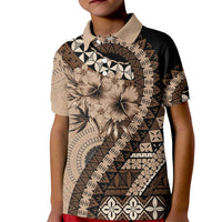 Bula Fiji Kid Polo Shirt Mocha Brown Kaivity Masi Tapa