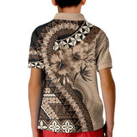 Bula Fiji Kid Polo Shirt Mocha Brown Kaivity Masi Tapa