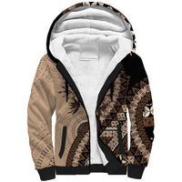 Bula Fiji Sherpa Hoodie Mocha Brown Kaivity Masi Tapa LT7 Unisex Brown - Polynesian Pride