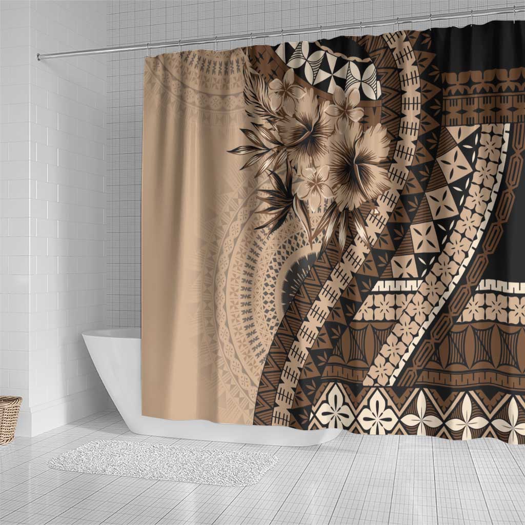 Bula Fiji Shower Curtain Mocha Brown Kaivity Masi Tapa