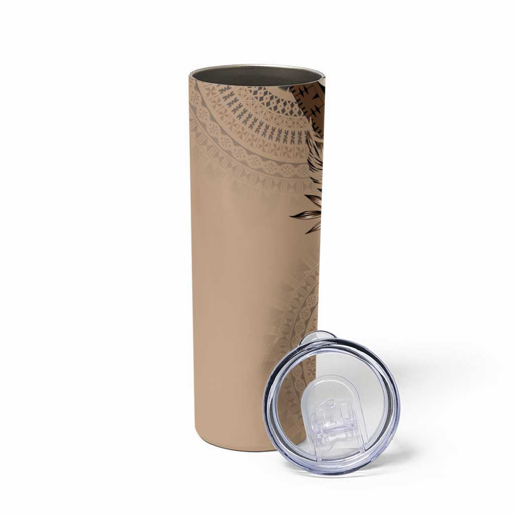 Bula Fiji Skinny Tumbler Mocha Brown Kaivity Masi Tapa LT7 - Polynesian Pride