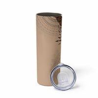 Bula Fiji Skinny Tumbler Mocha Brown Kaivity Masi Tapa LT7 - Polynesian Pride