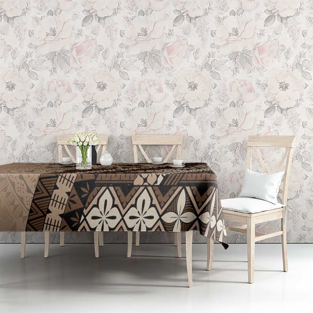 Bula Fiji Tablecloth Mocha Brown Kaivity Masi Tapa