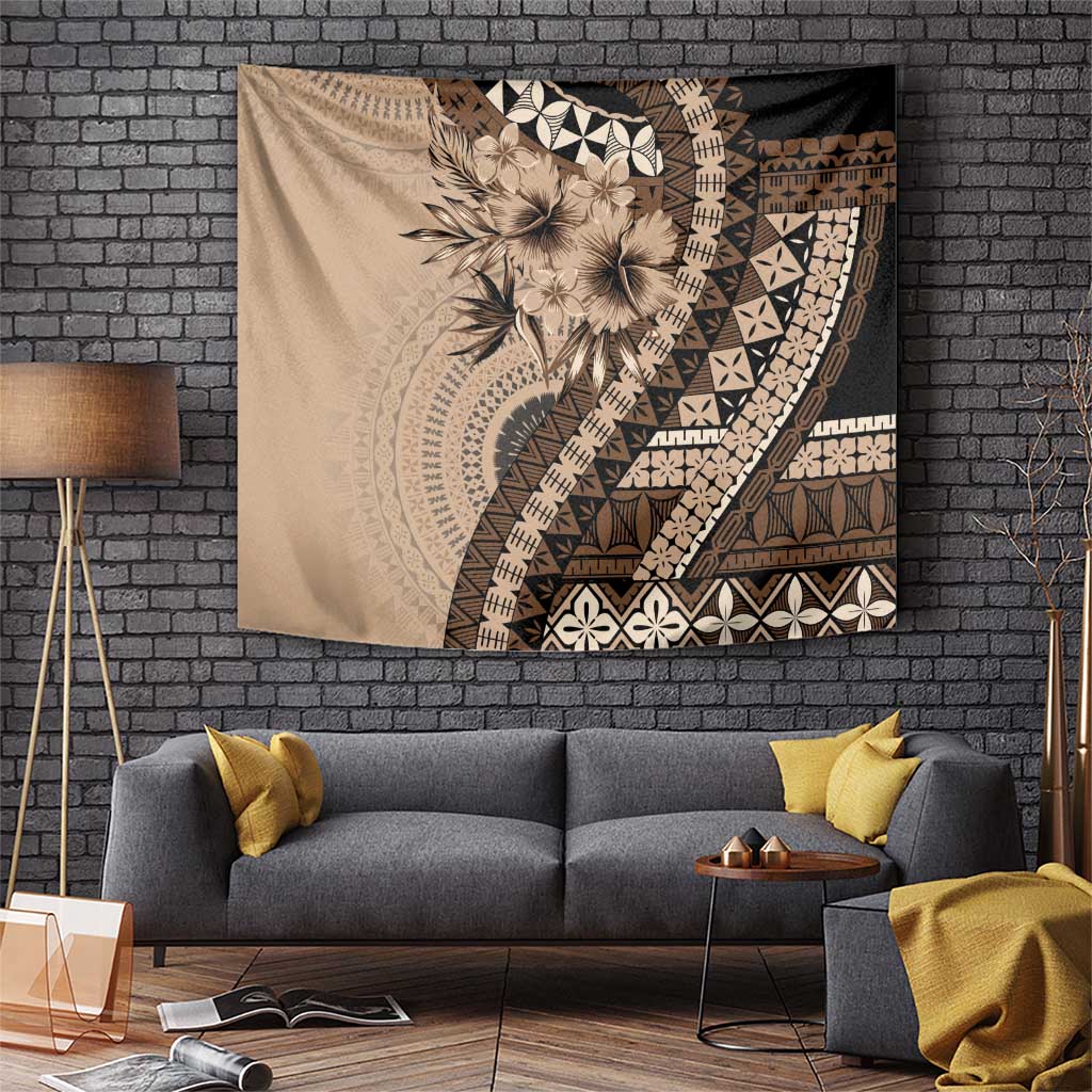 Bula Fiji Tapestry Mocha Brown Kaivity Masi Tapa