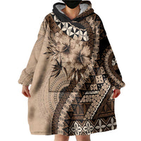 Bula Fiji Wearable Blanket Hoodie Mocha Brown Kaivity Masi Tapa LT7 - Polynesian Pride