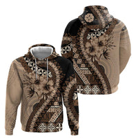 Bula Fiji Zip Hoodie Mocha Brown Kaivity Masi Tapa LT7 - Polynesian Pride