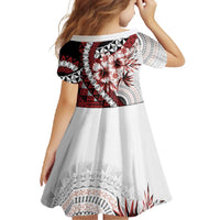 Bula Fiji Family Matching Mermaid Dress and Hawaiian Shirt White Kaivity Masi Tapa