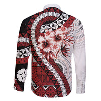 Bula Fiji Family Matching Off The Shoulder Long Sleeve Dress and Hawaiian Shirt White Kaivity Masi Tapa