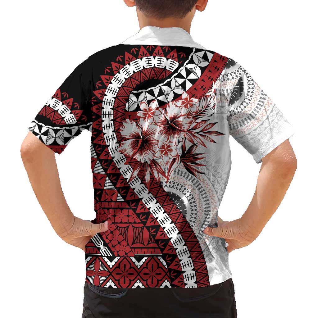 Bula Fiji Family Matching Off Shoulder Short Dress and Hawaiian Shirt White Kaivity Masi Tapa