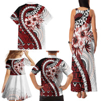 Bula Fiji Family Matching Tank Maxi Dress and Hawaiian Shirt White Kaivity Masi Tapa