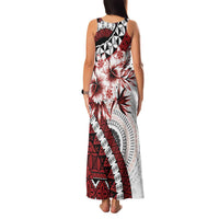 Bula Fiji Family Matching Tank Maxi Dress and Hawaiian Shirt White Kaivity Masi Tapa