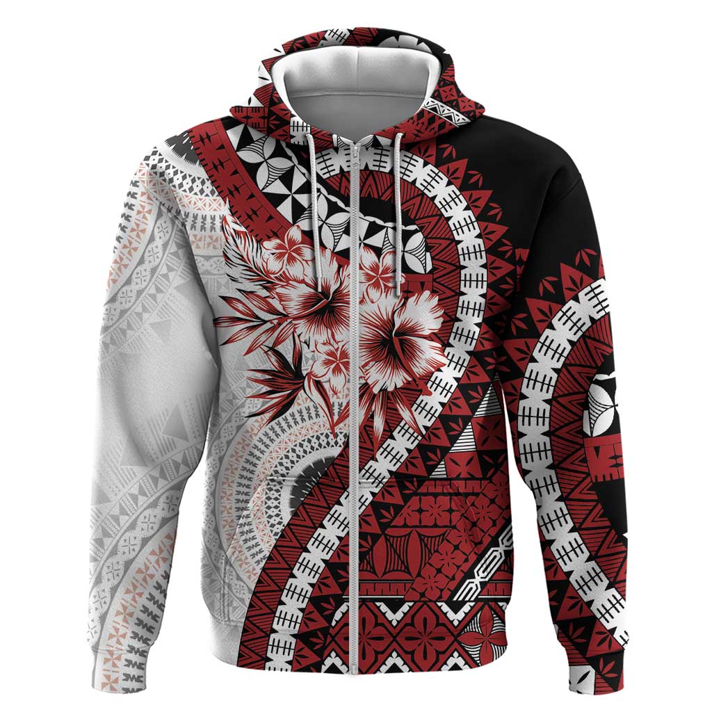 Bula Fiji Hoodie White Kaivity Masi Tapa LT7 Zip Hoodie White - Polynesian Pride