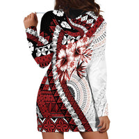 Bula Fiji Hoodie Dress White Kaivity Masi Tapa LT7 - Polynesian Pride