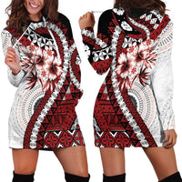 Bula Fiji Hoodie Dress White Kaivity Masi Tapa LT7 - Polynesian Pride