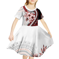Bula Fiji Kid Short Sleeve Dress White Kaivity Masi Tapa