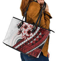 Bula Fiji Leather Tote Bag White Kaivity Masi Tapa