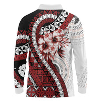 Bula Fiji Long Sleeve Polo Shirt White Kaivity Masi Tapa