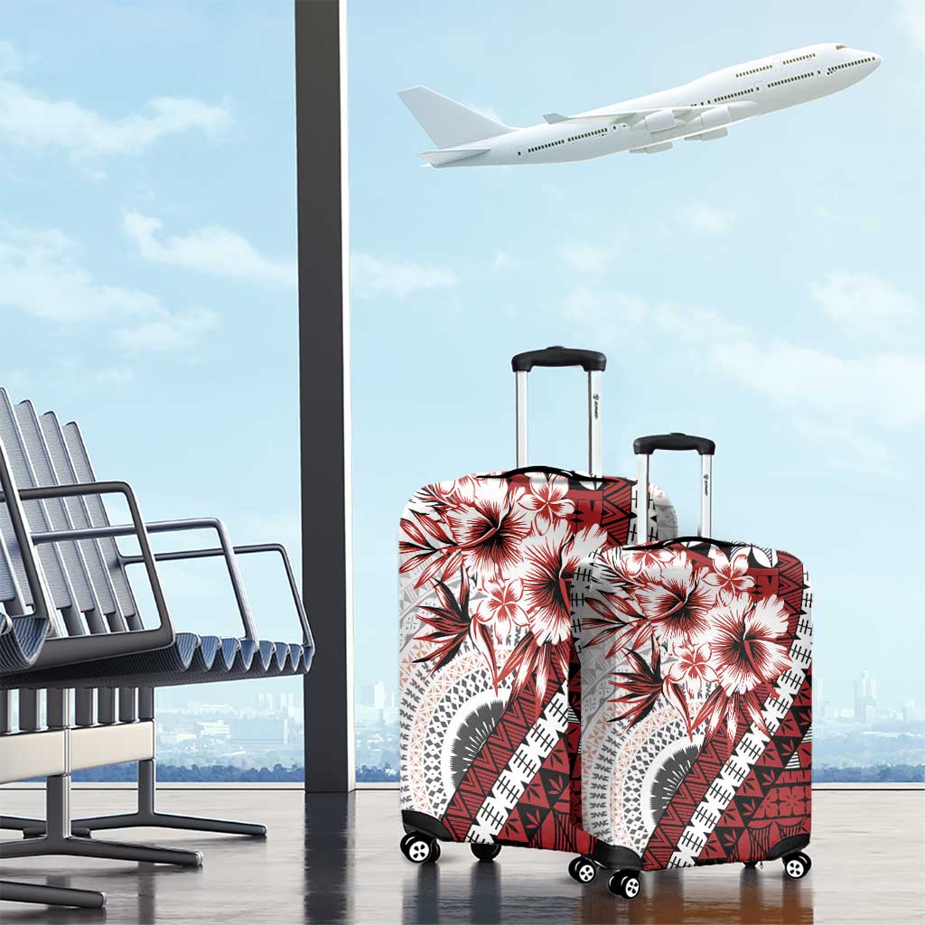 Bula Fiji Luggage Cover White Kaivity Masi Tapa