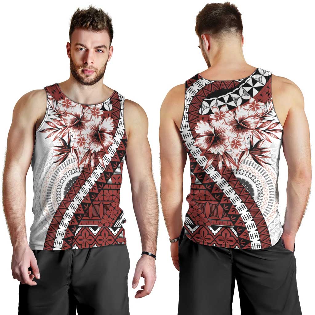 Bula Fiji Men Tank Top White Kaivity Masi Tapa