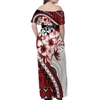 Bula Fiji Off Shoulder Maxi Dress White Kaivity Masi Tapa