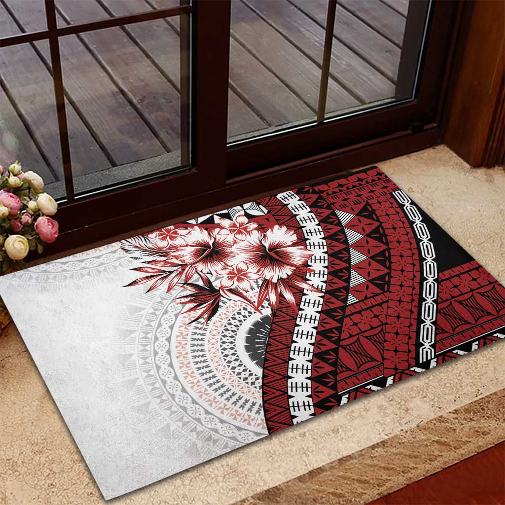 Bula Fiji Rubber Doormat White Kaivity Masi Tapa