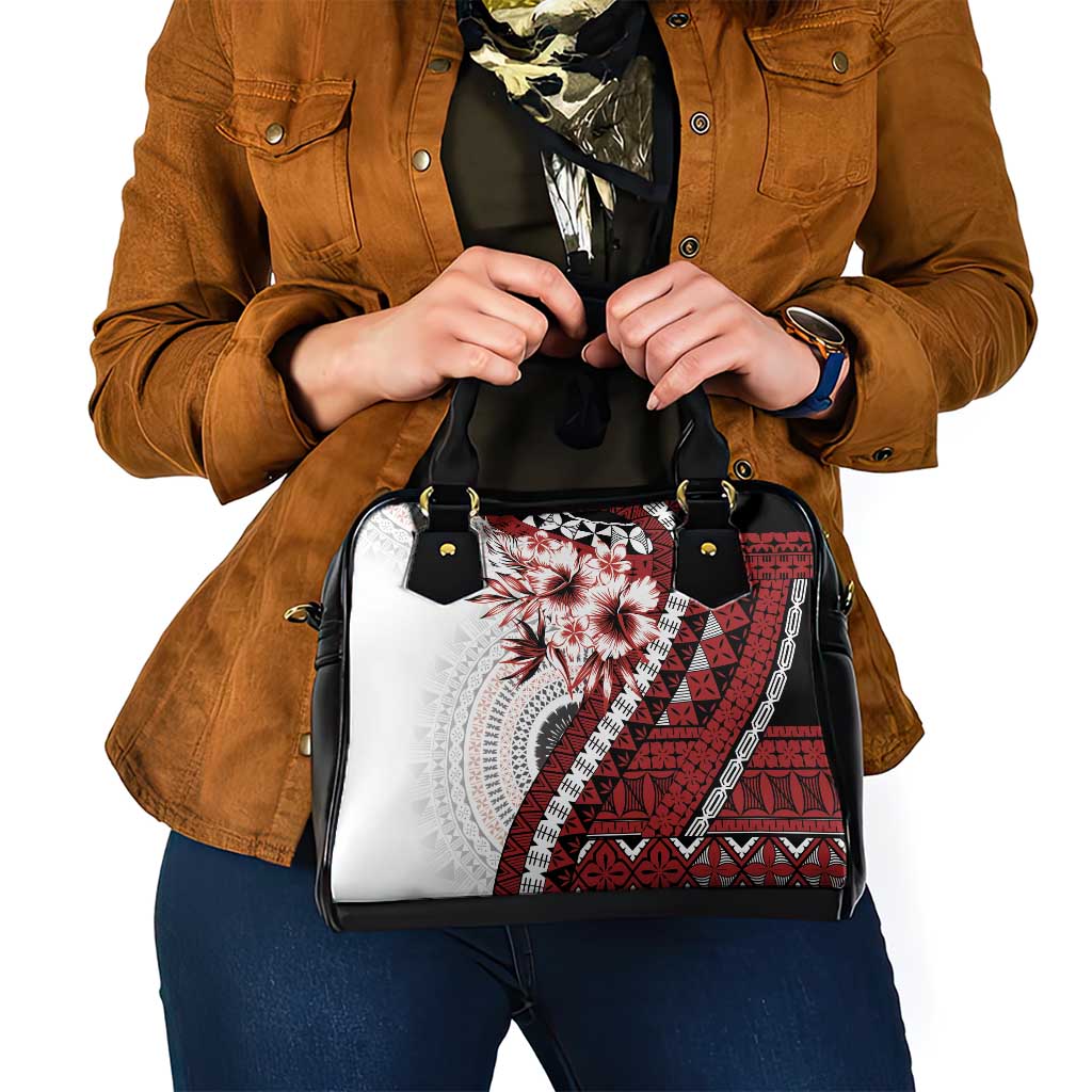 Bula Fiji Shoulder Handbag White Kaivity Masi Tapa