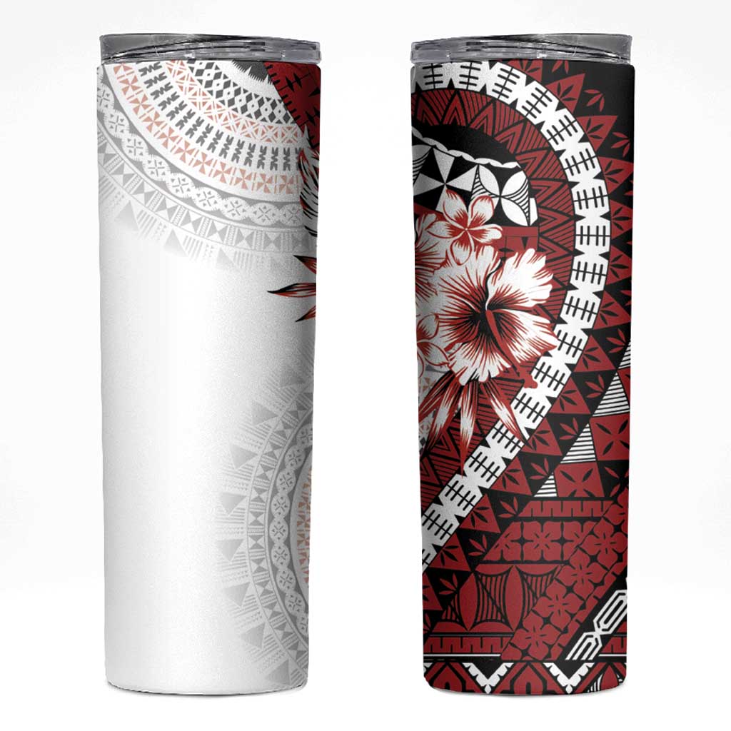 Bula Fiji Skinny Tumbler White Kaivity Masi Tapa LT7 White - Polynesian Pride
