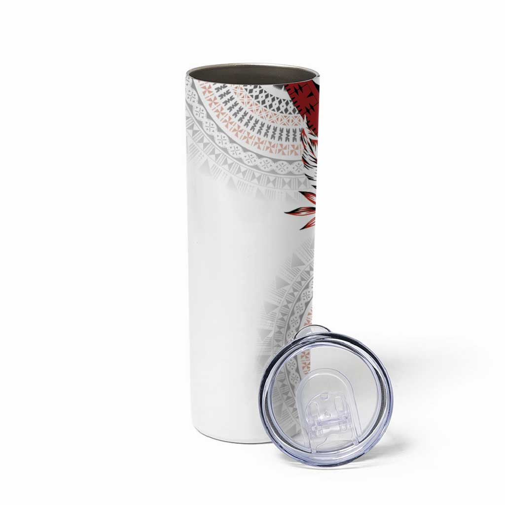 Bula Fiji Skinny Tumbler White Kaivity Masi Tapa LT7 - Polynesian Pride