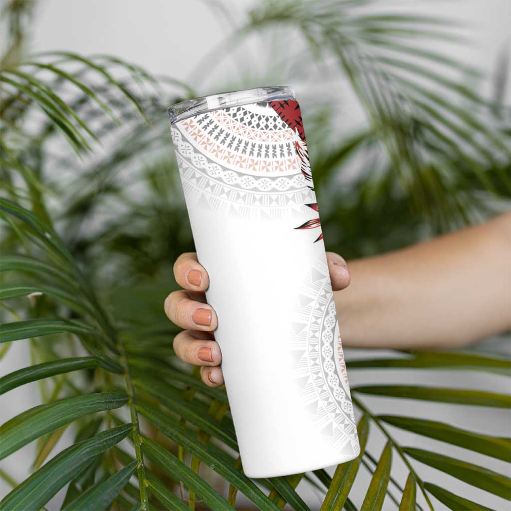 Bula Fiji Skinny Tumbler White Kaivity Masi Tapa LT7 - Polynesian Pride