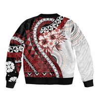 Bula Fiji Sleeve Zip Bomber Jacket White Kaivity Masi Tapa LT7 - Polynesian Pride