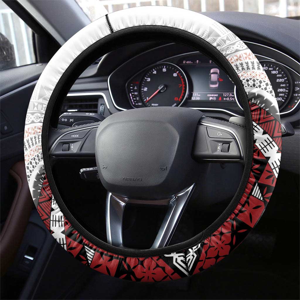 Bula Fiji Steering Wheel Cover White Kaivity Masi Tapa