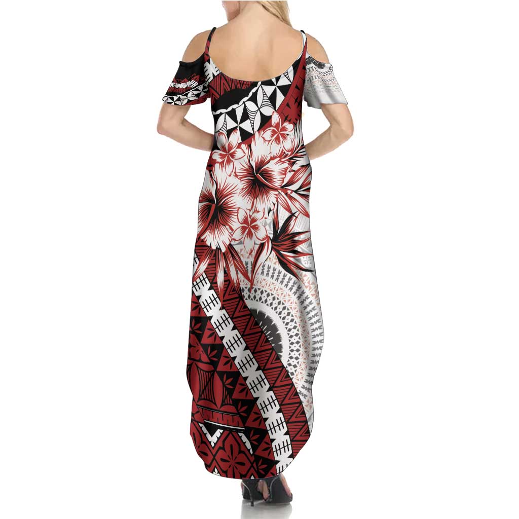 Bula Fiji Summer Maxi Dress White Kaivity Masi Tapa