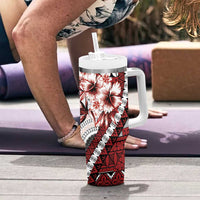 Bula Fiji Tumbler With Handle White Kaivity Masi Tapa LT7 - Polynesian Pride