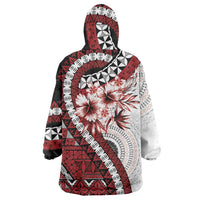 Bula Fiji Wearable Blanket Hoodie White Kaivity Masi Tapa LT7 - Polynesian Pride