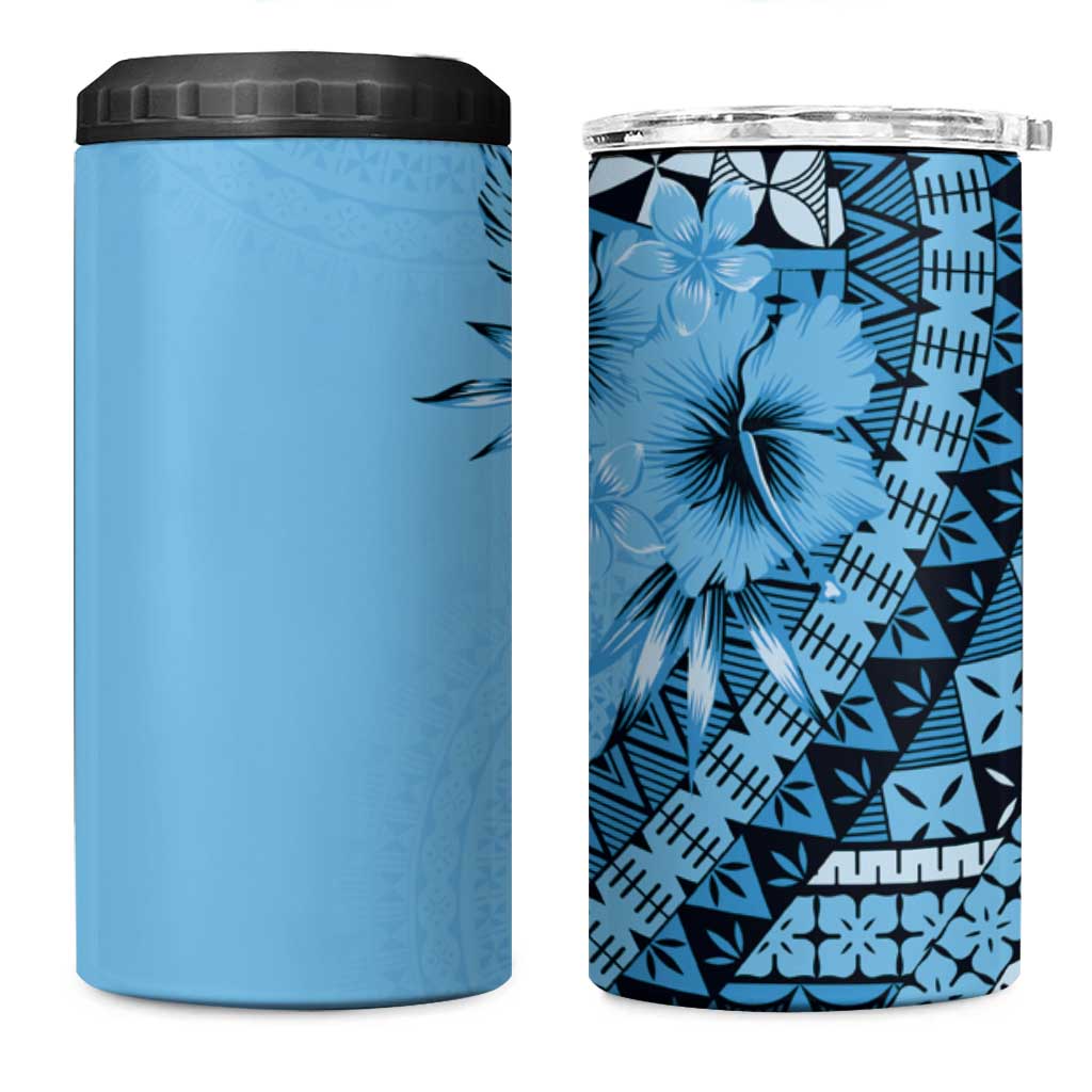 Bula Fiji 4 in 1 Can Cooler Tumbler Turquoise Kaivity Masi Tapa LT7 One Size: 16 oz Turquoise - Polynesian Pride